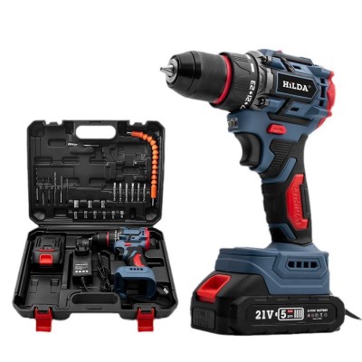 High Torque 21V Li-ion Cordless Drill with Keyless Chuck Wood Metal Drilling Tool-img1