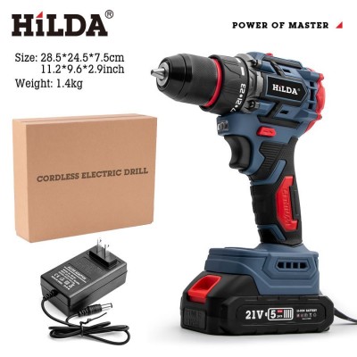 High Torque 21V Li-ion Cordless Drill with Keyless Chuck Wood Metal Drilling Tool